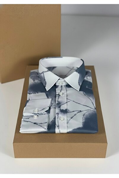 YusGos Long Sleeve Cotton Easy Iron Patterned Regular Fit Premium Men's Shirt