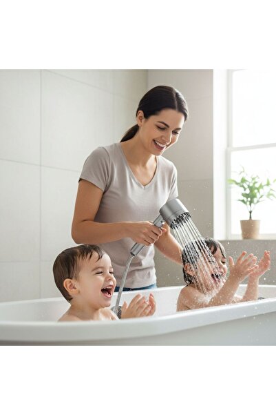ADESSNA 4 in 1 shower head, purification, massage and pressure adjustment, STOP button, Turbo Boost micro-nozzles, ABS, grey