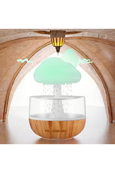 Generic USB Rechargeable Rain Cloud Mushroom Humidifier - Battery Operated Fogger with Water Drip Effect