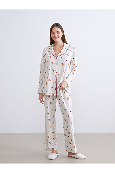 LC Waikiki Shirt Collar Maternity Pajama Set