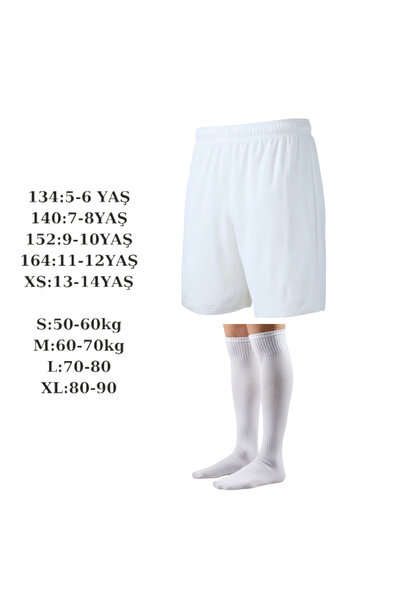 bumerangspor Bağcıklı Futbol Şortu ve Futbol Çorabı Tozluk Seti Beyaz