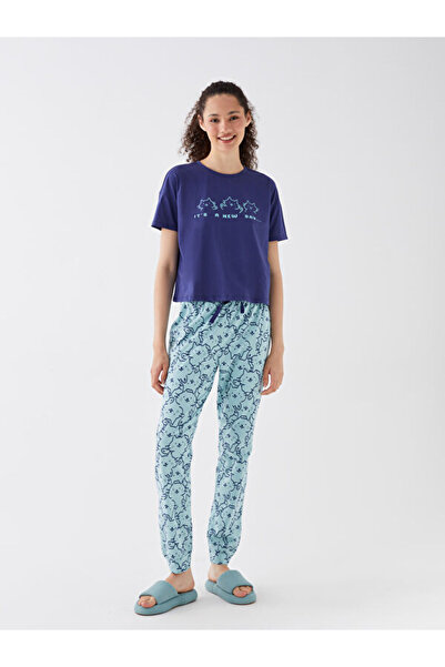 LC Waikiki Crew Neck Printed Short Sleeve Women's Pajamas Set