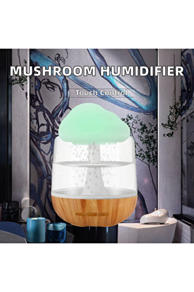Generic USB Rechargeable Rain Cloud Mushroom Humidifier - Battery Operated Fogger with Water Drip Effect