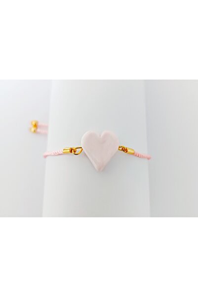 ADAMODART Pink Heart Murano Glass Beaded Adjustable String Bracelet