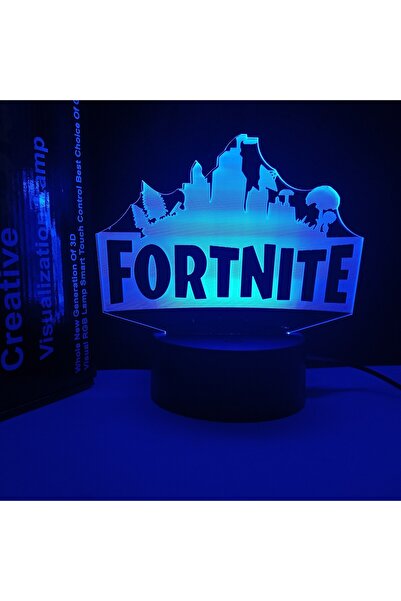 3D 3D Holographic LED Lights in the Shape of the Fortnite Logo - 7 Lights with Illuminated Base