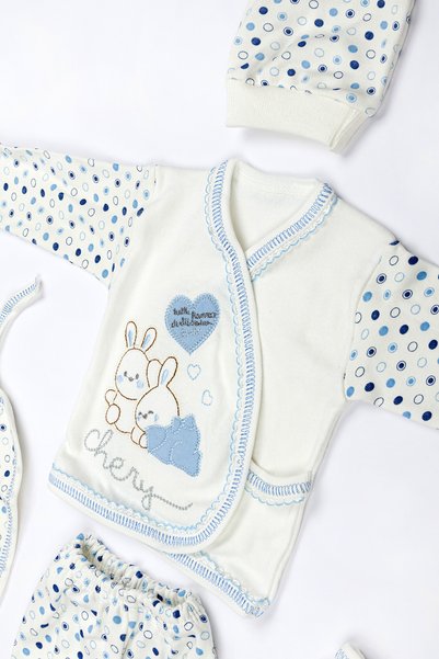 Lui Baby 5'li Yenidoğan Hastane Çıkışı Pamuk Tavşan Kabartmalı