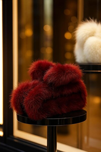 BALIENTE Cataramă pentru femei din pluș cu textura moale Burgundy