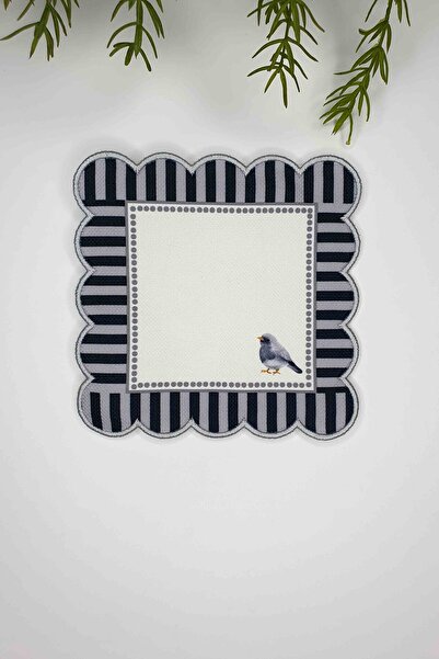 decofav Διακοσμητική χαρτοπετσέτα κοκτέιλ με ασημί μαύρο σχέδιο ψηφιακής κεντ...