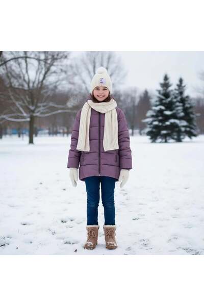 Kitti Kız Çocuk Atkı Bere Eldiven 9-15 Yaş