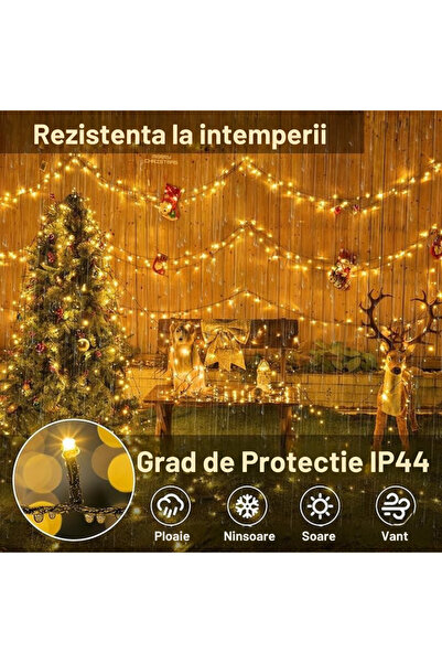 GARDEON Christmas String Lights, 8 Light Modes, 67 m, Warm White, Dark Green Wire, IP44