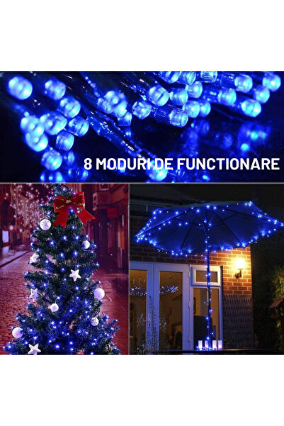 GARDEON Linear Christmas Lights, 8 Light Modes, 92 m, Blue, Dark Green Cable, IP44