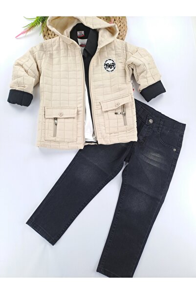 Butik Boys' Four-Piece Suit Coat Shirt T-Shirt Jeans Premium Quality Winter Suit