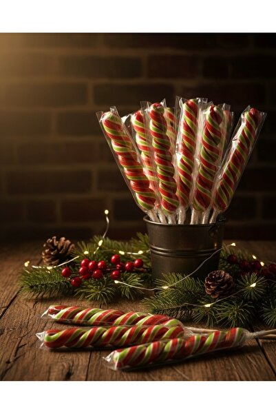 SPİL Çubuk Şeker 20 Adet - Baston Kırmızı Yeşil Beyaz Yılbaşı Şekeri - Yılbaş...