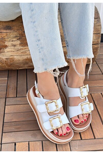 Kanonik Education Stan White Skin Sandals