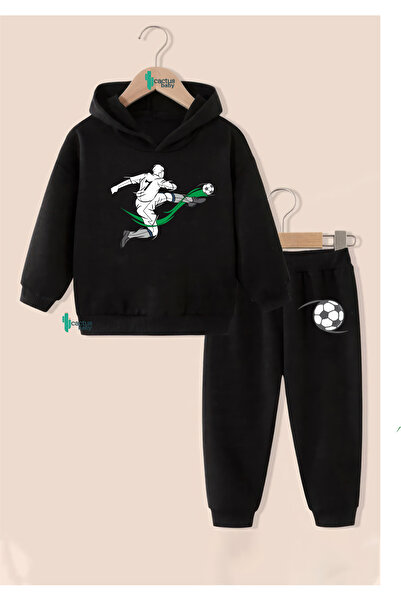 CACTUS COLLECTION Hanorac cu glugă Set de îmbrăcăminte pentru copii, din bumbac cu 3 fire, FOTBAL