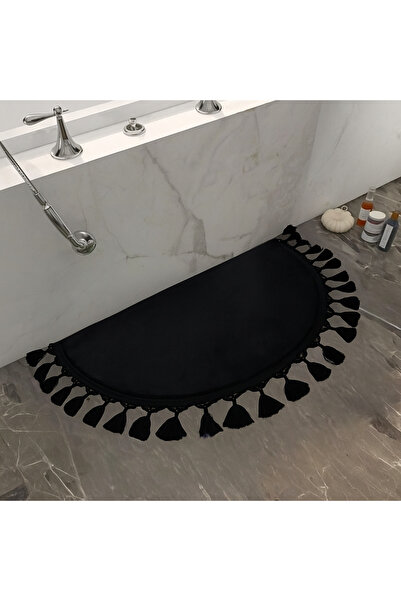 new colourse سجادة حمام ماصة للماء قطعة واحدة باللون الأسود مقاس 40×60 سم