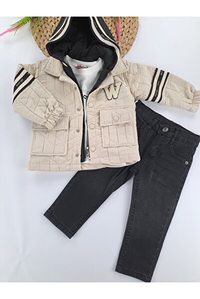 Butik Boys' Four-Piece Suit Coat Vest T-Shirt Jeans Pants Premium Quality Winter Suit