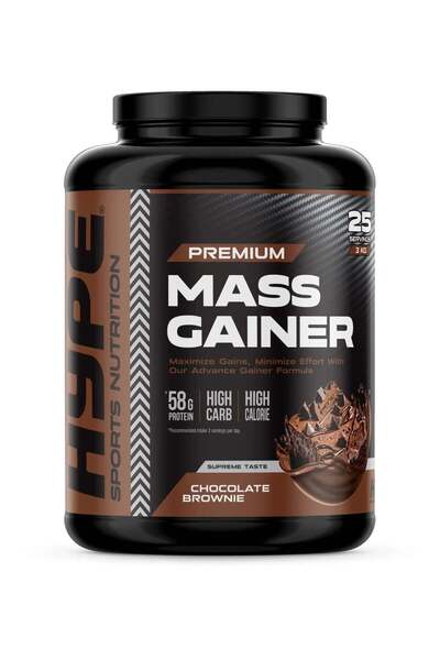 Hype Premium Mass Gainer Chocolate Brownie Flavour - 3000g