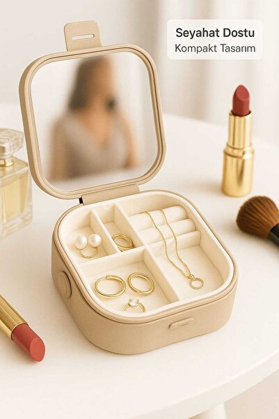 Urve Plastik صندوق مجوهرات وإكسسوارات مع مرآة للمكياج |   صندوق منظم محمول