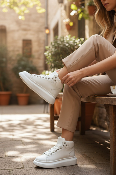 dehaine Women's high-top sneakers made of eco-leather 6616