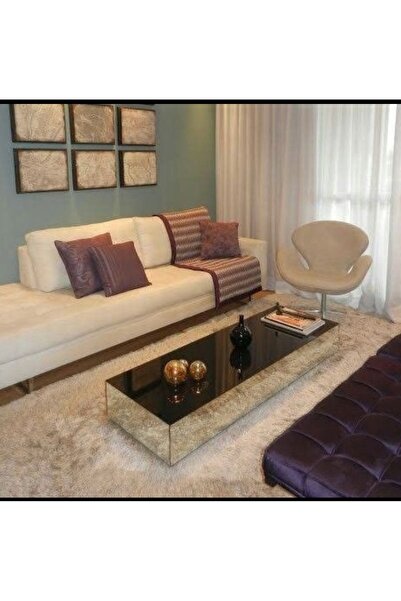 LUXURY VİLLA LUXURY KOMPLE BRONZ AYNALI TEKERLEKLİ ORTA SEHPA 45X113 YÜKSEKLİ...