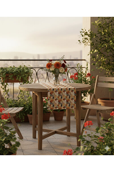 Otay Ev Dekorasyon Autumn Trees Patterned Digital Printed Runner 140 cm X 45 cm