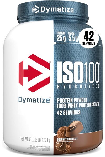 Dymatize مسحوق بروتين متحلل ISO100، بنكهة الشوكولاتة الفاخرة، 3 أرطال
