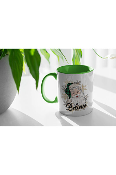 PRİNTOPİA DESİGN كوب عيد الميلاد بتصميم سانتا كلوز الأخضر، كوب من البورسلين، ...