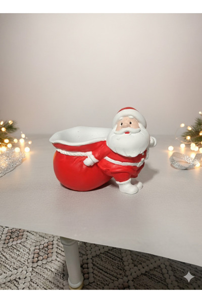 Heykelza Noel Baba Figürlü Dekoratif Saksı / Biblo