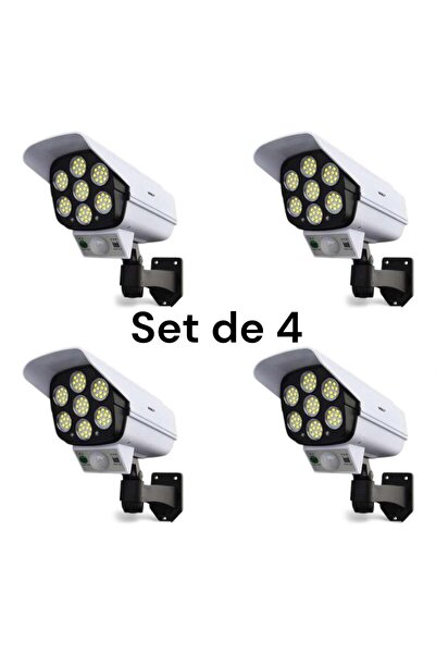 SmartElectro Set 4 Lămpi Solare Senzor de Mișcare și Telecomandă, 77 LED COB,...