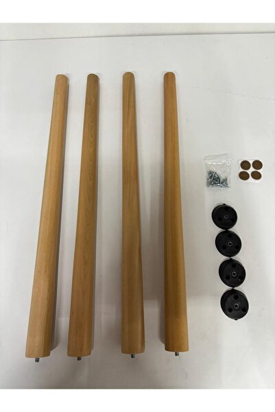 HAMADEX 65 cm ahşap masa ayağı vernikli 4 adet plastik aparat