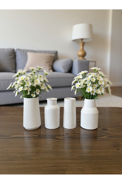 Nox Atelier مجموعة مزهريات ناعمة حديثة مكونة من 4 قطع - إكسسوار منزلي زخرفي أ...