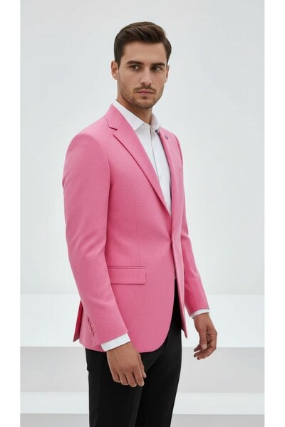 Plus Scorpion Light Pink Men's Slim Fit Single Button Blazer Jacket – Lined, Stylish and Modern Fit