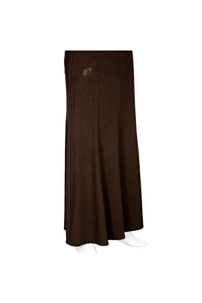HESNA Women's Tuğçe Winter Corsage Stone Unlined Brown Skirt