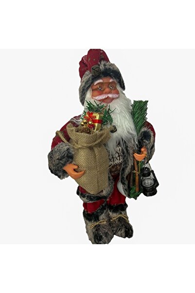 OEM Decorative Figurine Santa Claus Playing Christmas Music with Gift Bag and Lantern 46cm
