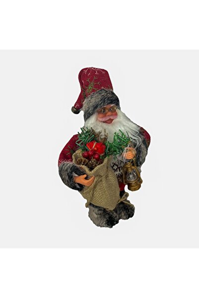 OEM Decorative Figurine Santa Claus Playing Christmas Music with Gift Bag and Lantern 30cm