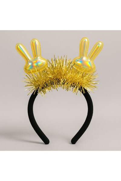 TOYFEST Αξεσουάρ για πάρτι σκηνής για γυναίκες τραγουδίστριες, χριστουγεννιάτικο πρωτοχρονιάτικο χρυσό λαμπερό στέμμα με αυτιά κουνελιού σε κορεατικό στυλ KPop