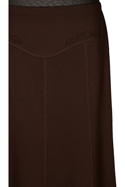 HESNA Women's Tuğçe Winter Corsage Stone Unlined Brown Skirt