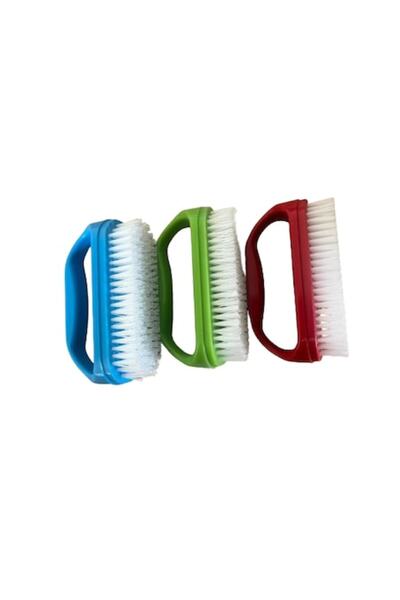 Oti Set de 3 pensule de unghii din plastic cu mâner, multicolore