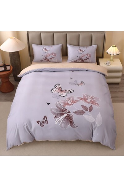 CumparaMisim Double bed linen, FINET, 5D Digital Print with Butterflies - Identical to the picture, With ELASTIC, 4 pieces