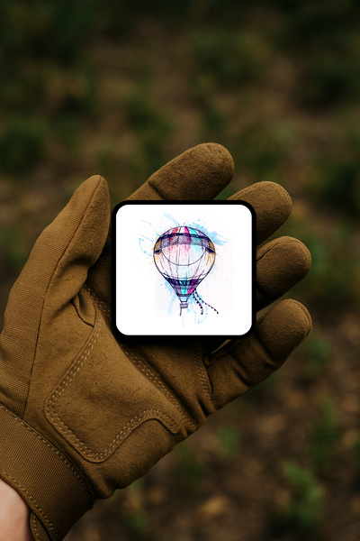 AHWALL رسم توضيحي على شكل بالون بنمط الرسم التخطيطي على خلفية ملونة / رقعة / ...