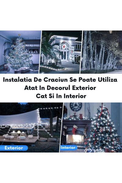 GARDEON Christmas String Lights, 8 Light Modes, 65 m, Cool White, Dark Green Wire, IP44