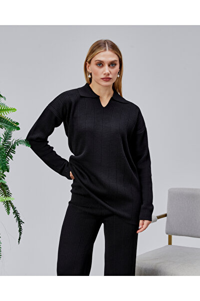 Jinx Wear Fashion Needle Broken Detail Model Acrylic 2-Piece Women's Knitwear Set