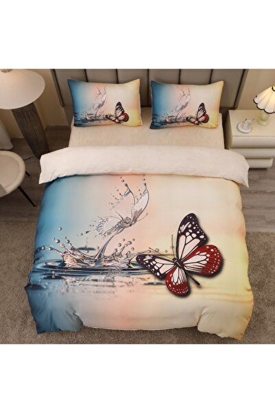 CumparaMisim Lenjerie pat dublu, FINET, Imprimeu Digital 5D cu Fluturi - Iden...