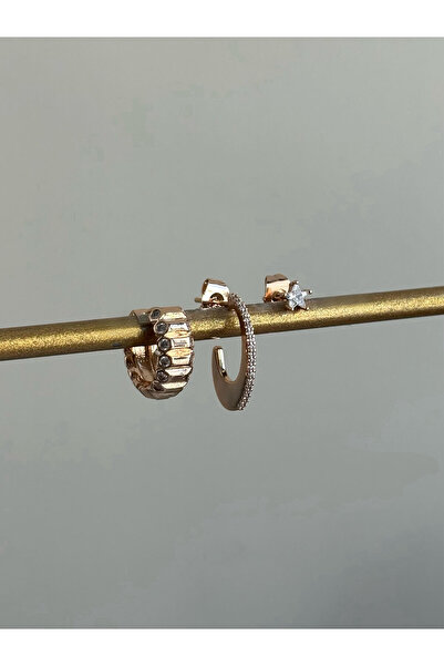 Serenity Atelier Boutique SAB New Season Rose Special Series Steel Triple Zircon Earrings