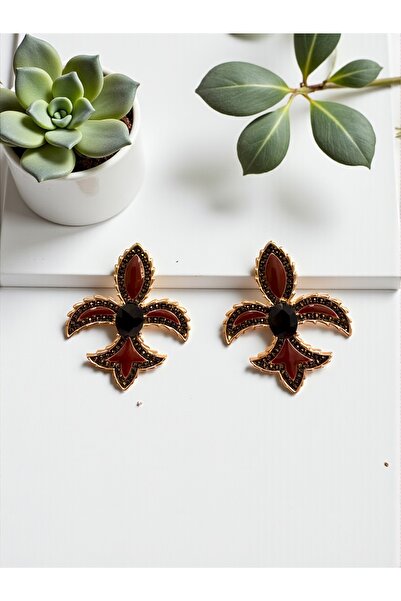 Bo Takı ve Aksesuar Burgundy Color Earrings (4.5cm)