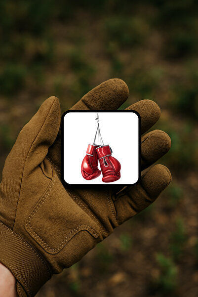 AHWALL قفازات الملاكمة الحمراء ذات الطابع الرياضي / الشارة / الشعار