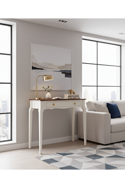 Wooding Mobilya 110 Cm Masif Konik Krem Ceviz Dresuar