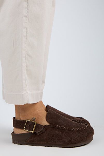 Manijero Premium Series Alba Dark Brown Genuine Leather Soft Footbed Closed Front Sandals Slippers