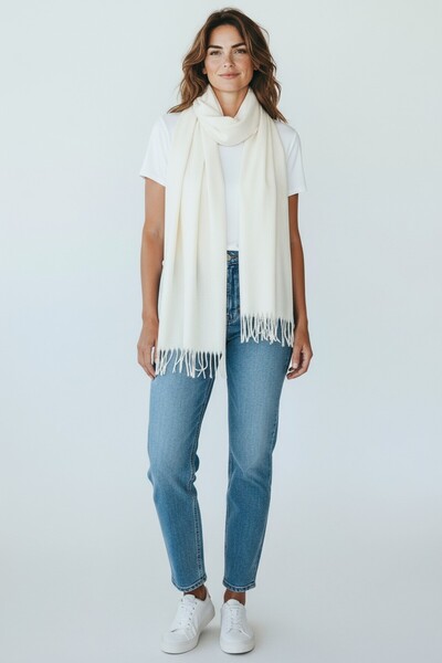 Disanuva Women's Winter Cashmere Textured Shawl Soft and Warm Scarf Model - Mother's Shawl Knitted